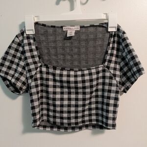 Sincerely Jules Monochrome Checkered Crop Top